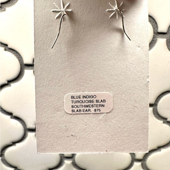 NWT Blue Indigo Genuine Turquoise Slab Heart Earrings - Picture 5 of 7